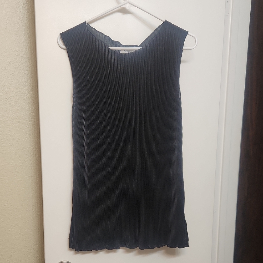 Gilli Black SL Boatneck Plisse Knit Top